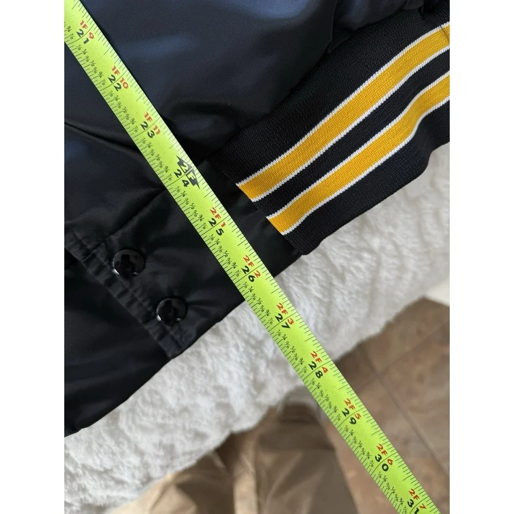 Vtg Pittsburgh Steelers Spell Out Men Large Satin Jacket Chalk Line Embroidered - Picture 16 of 16
